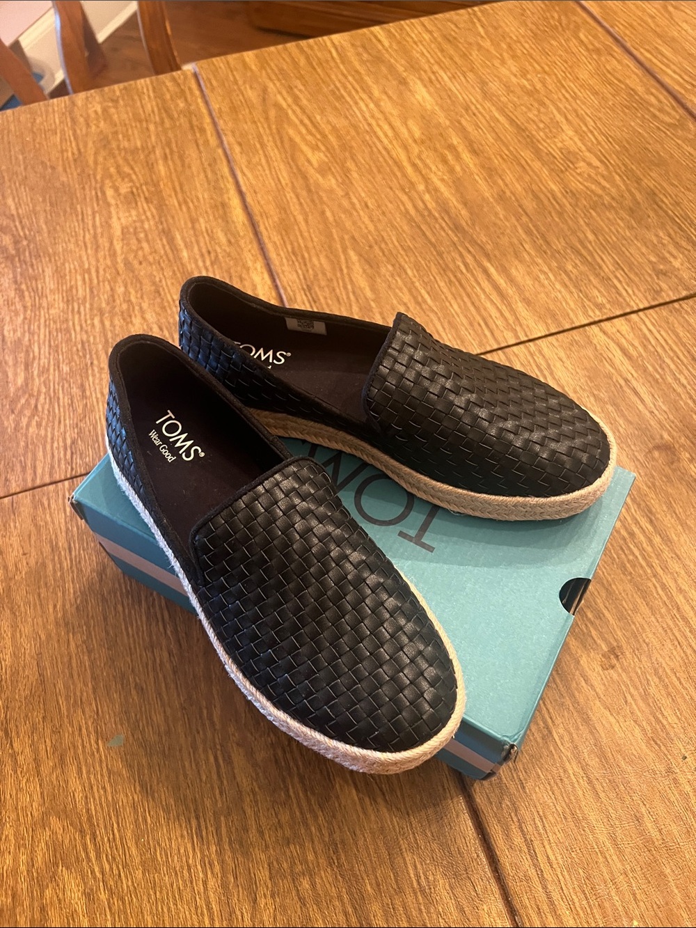 Toms Black Woven Espadrille Slip-On Sneakers